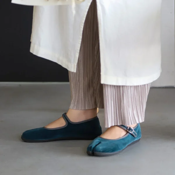 Tabi Flats Blue MARUGO Coppelia Lily Mary Jane Split Toe Made in Japan